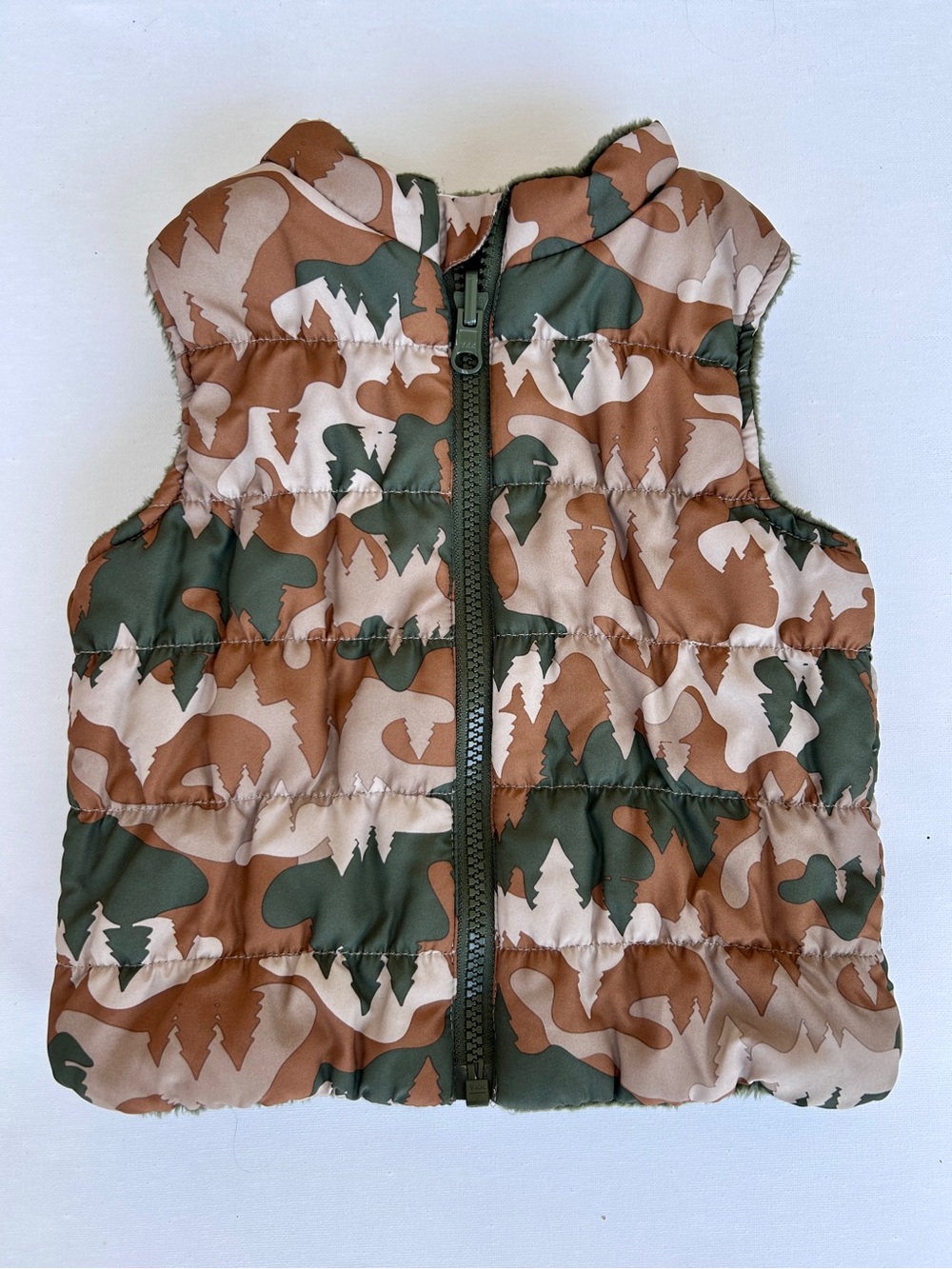 Wonder Nation 18 months camouflage woodland puffer vest faux fur